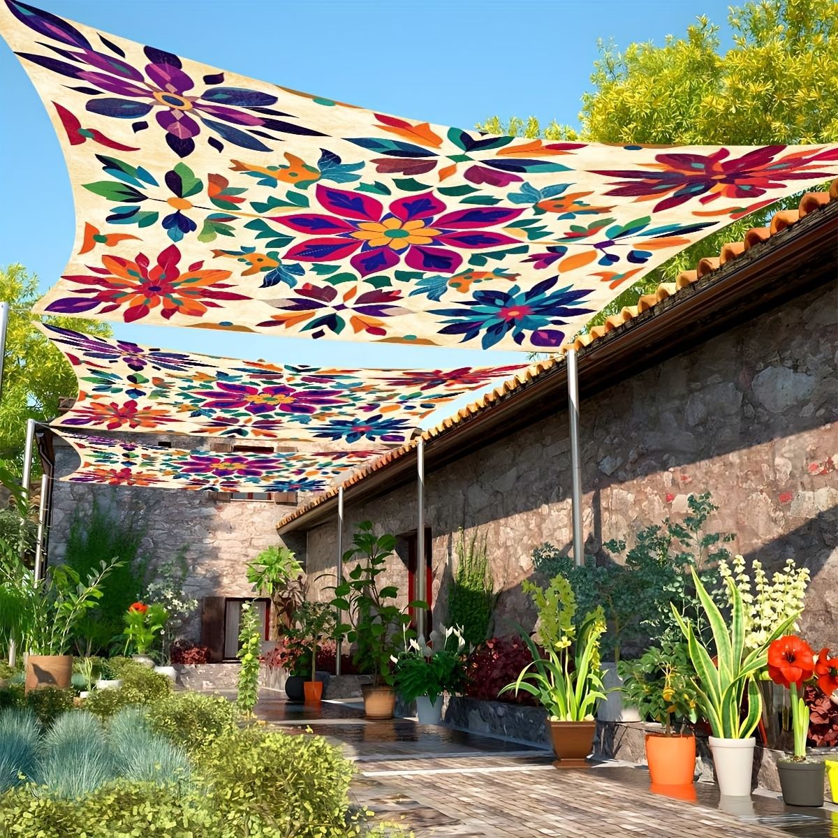Outdoor Camping Gazebo - Color Flower Camping Sunshade Tent Camping