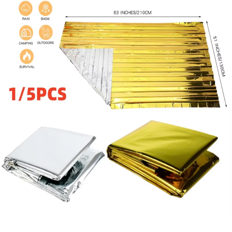 Emergency Mylar Blanket - 130x210cm Heavy‑Duty Mylar Foil Emergency Blanket,