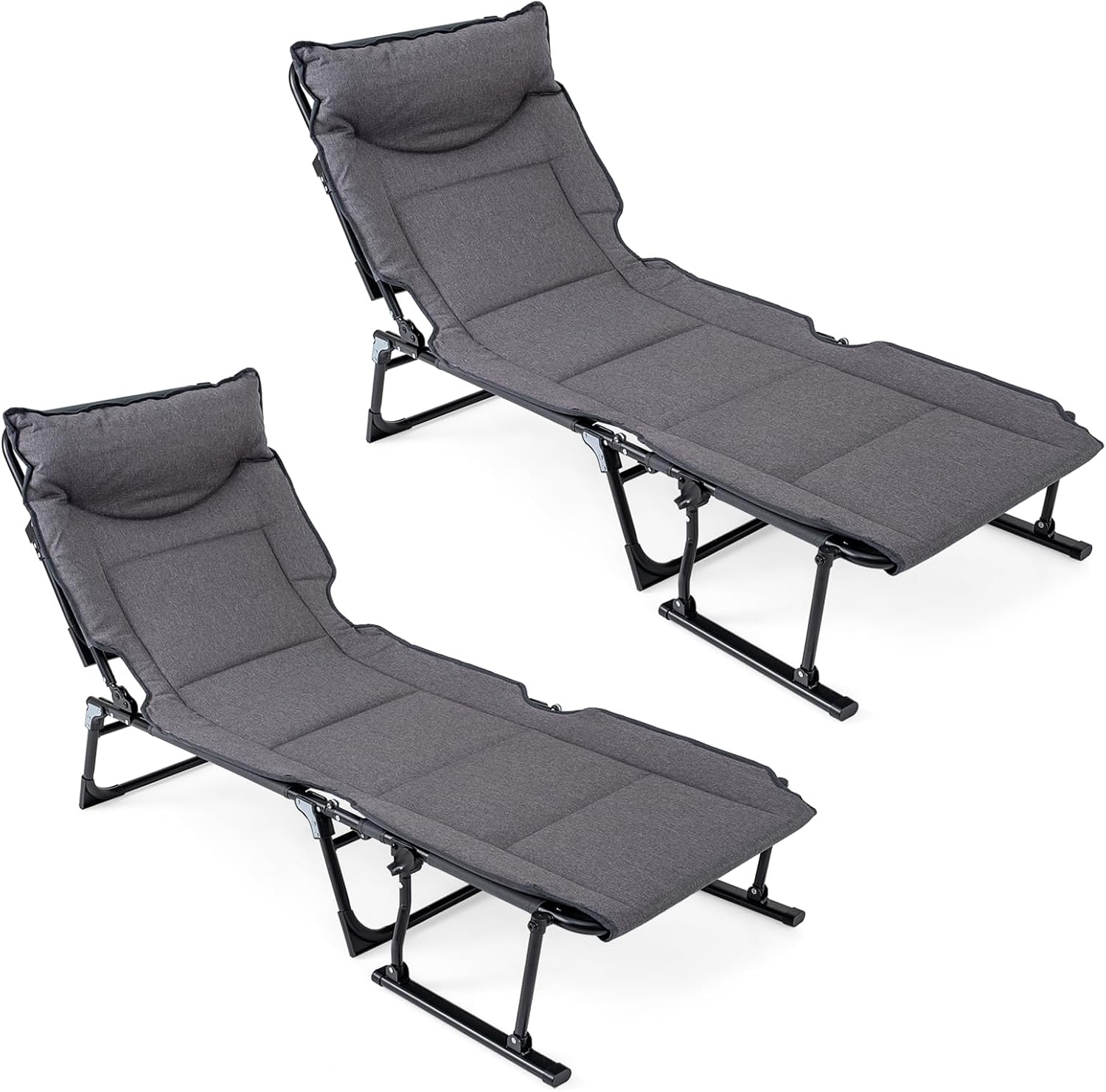 Outdoor Camping Recliner - Folding Patio Lounge Chair Set Of