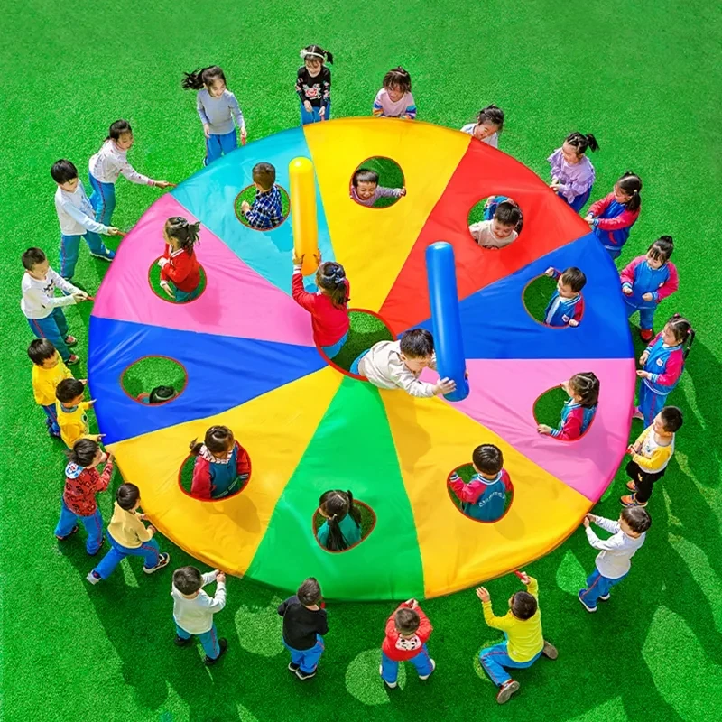 Outdoor Camping Games - Rainbow Parachute Knock Gopher Multiplayer Interactive