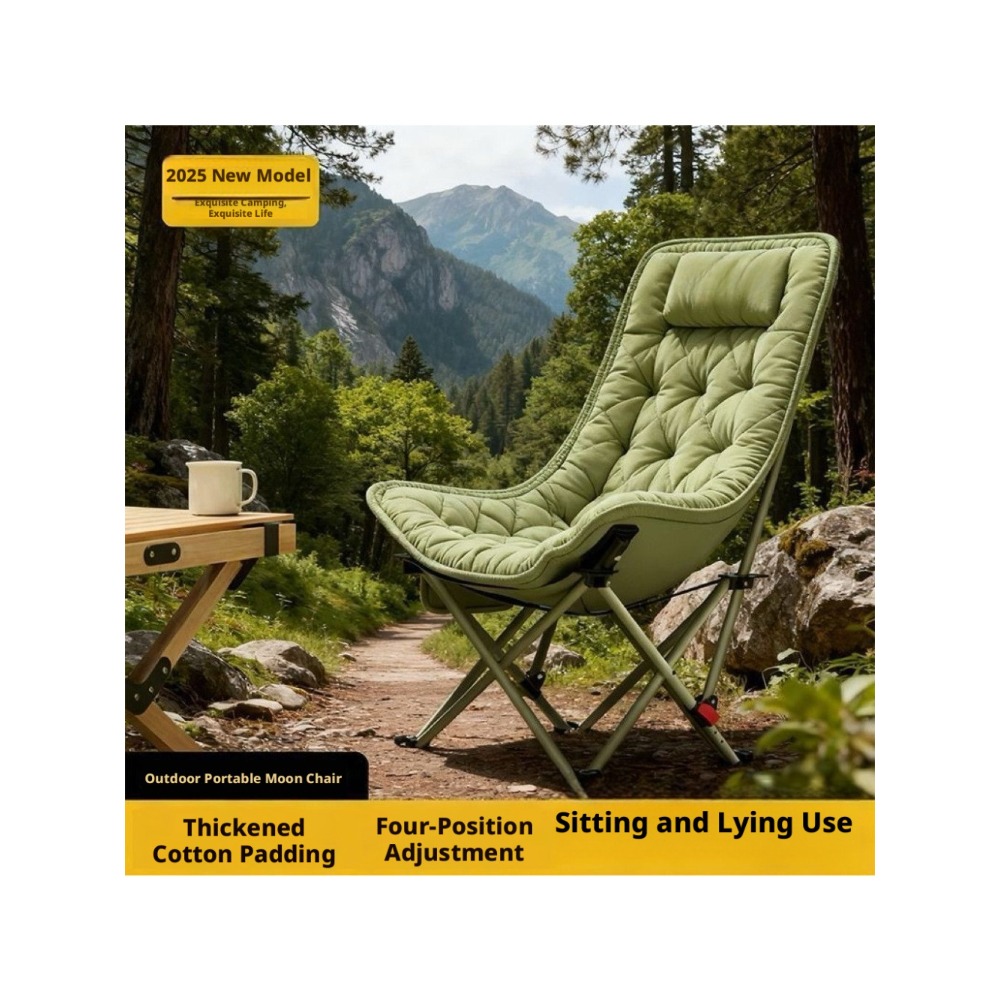 Outdoor Camping Recliner - Thickened Cotton Outdoor Folding Comfortable Reclining