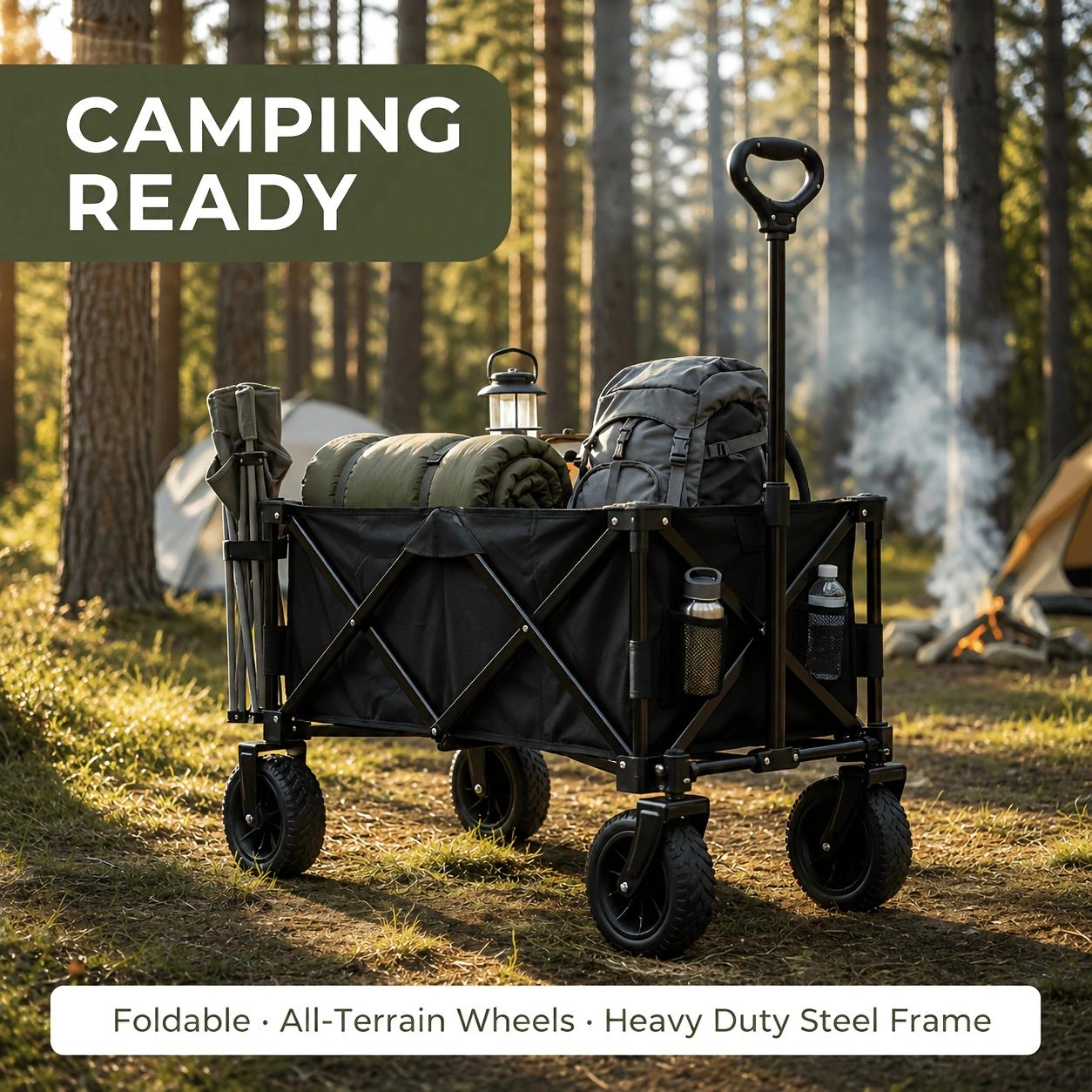 Outdoor Camping Shop - Heavy Duty Foldable Wagon Cart Collapsible