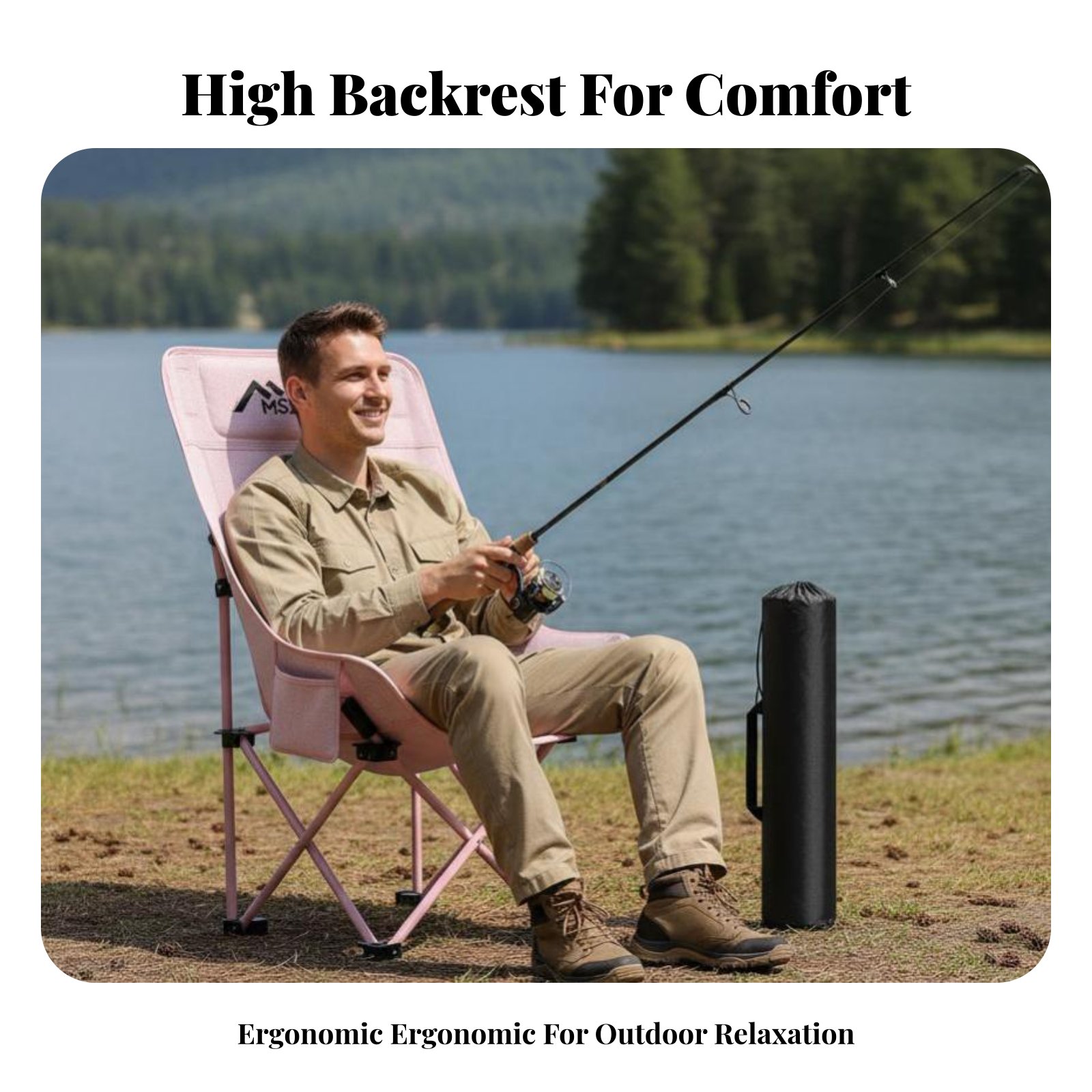 Outdoor Camping Recliner - Foldable Mesh High Back Chair Anti-Fatigue