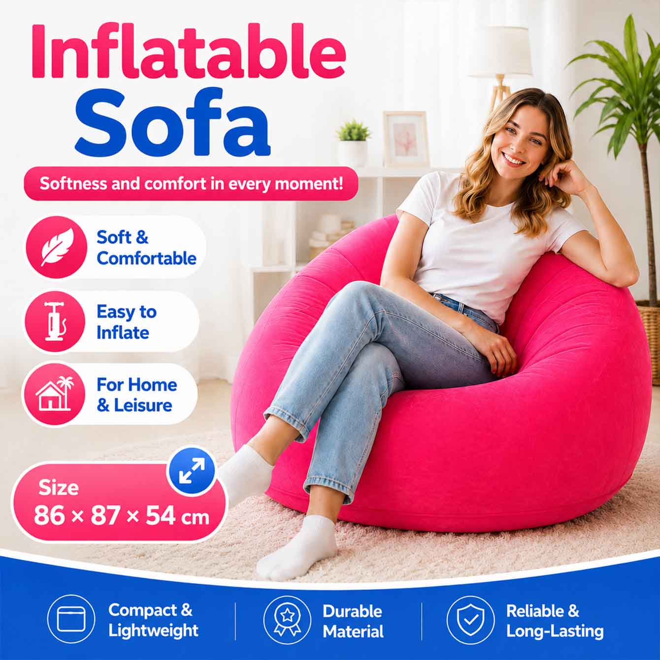 1PC Inflatable Bean Bag Chairs - Outdoor Camping Couch 评论和价格