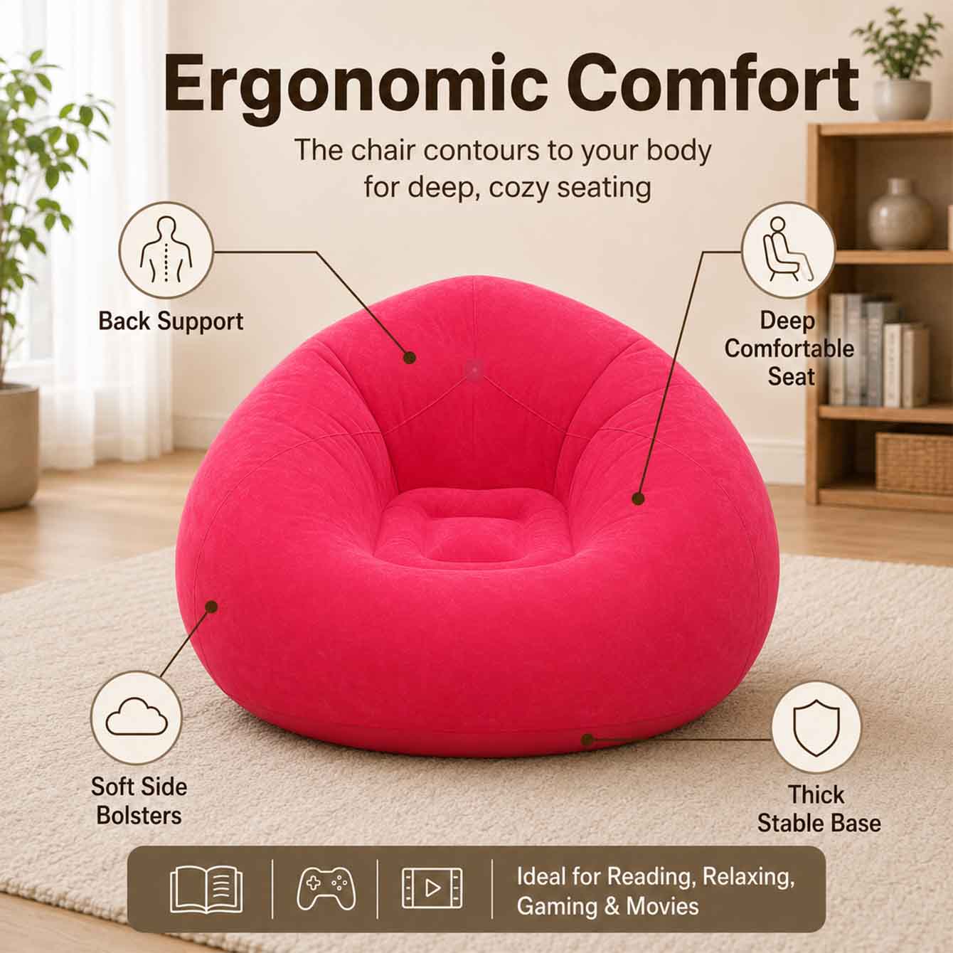 1PC Inflatable Bean Bag Chairs - Outdoor Camping Couch 评论和价格