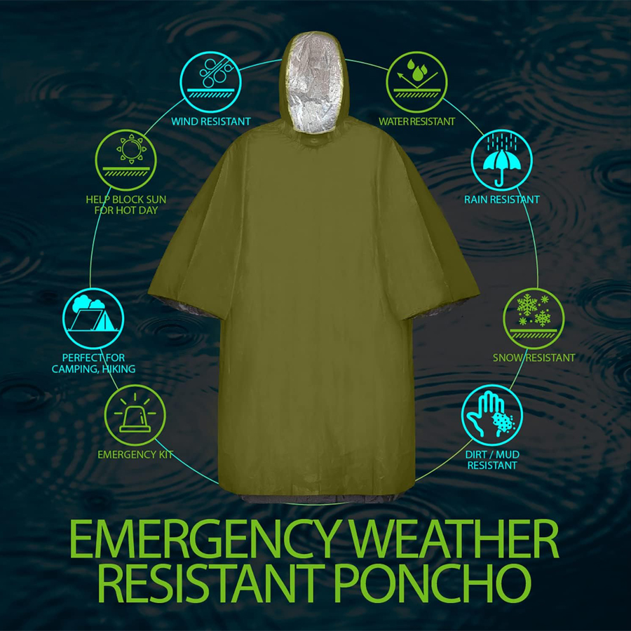 3/5-Pack Emergency Poncho Set  - Emergency Mylar Blanket 评论和价格