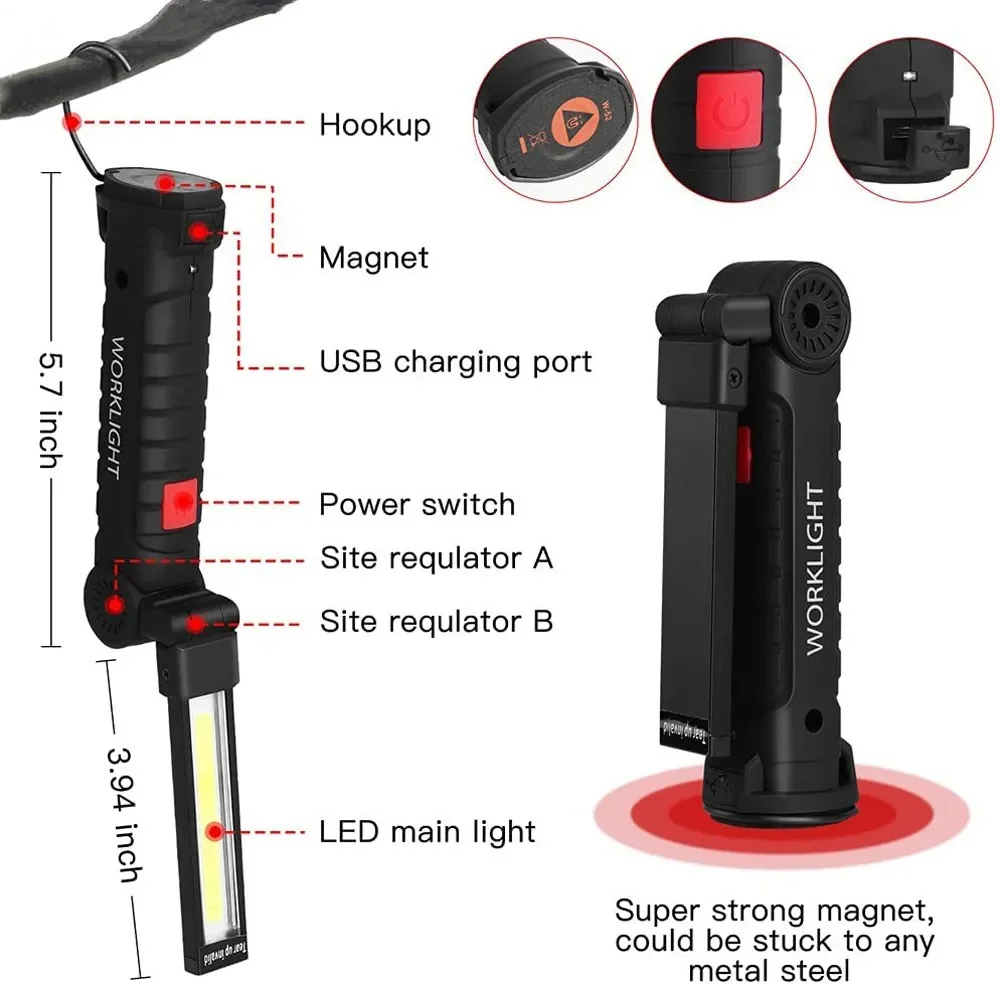 Portable COB LED Flashlight US - Outdoor Camping Lampe 评论和价格