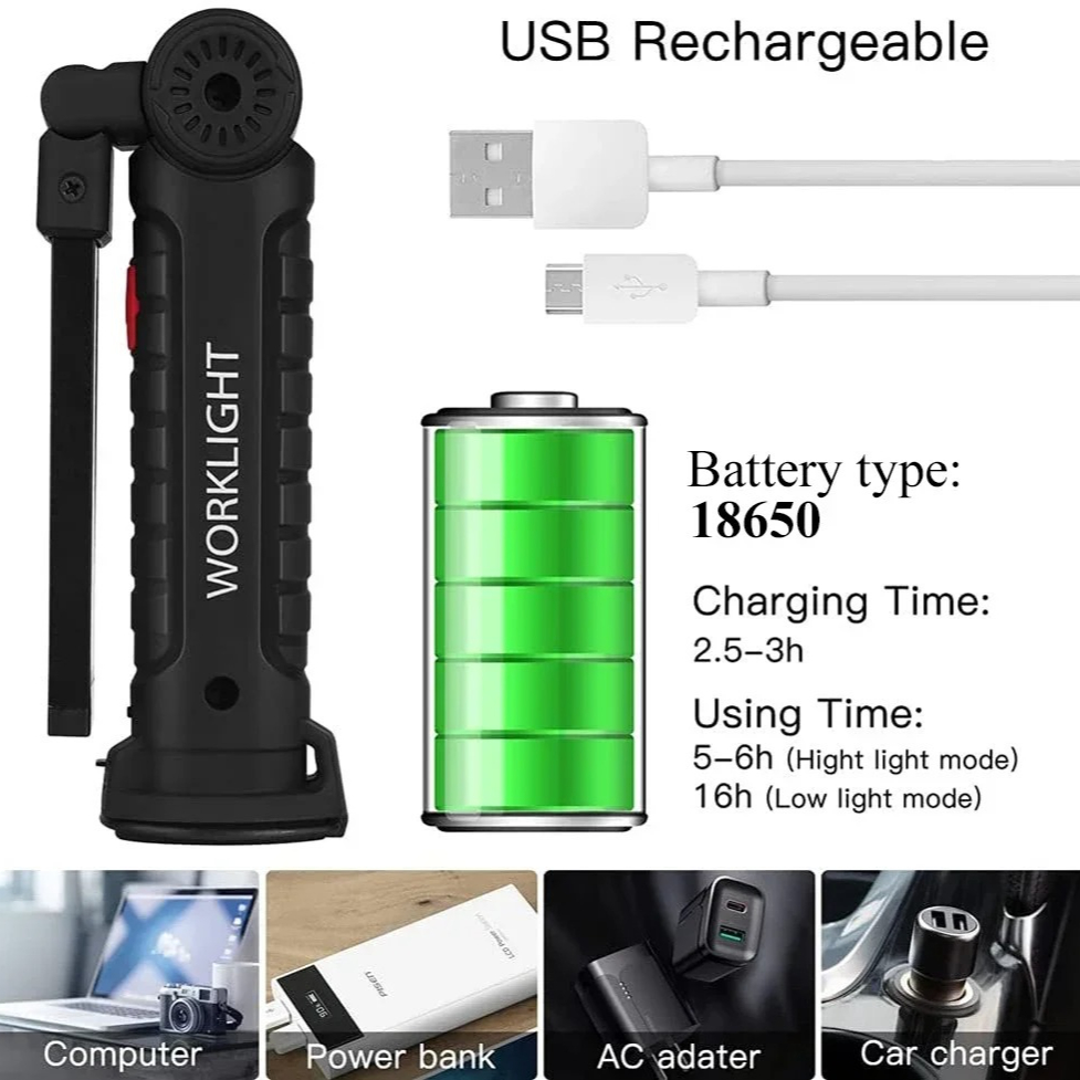Portable COB LED Flashlight US - Outdoor Camping Lampe 评论和价格