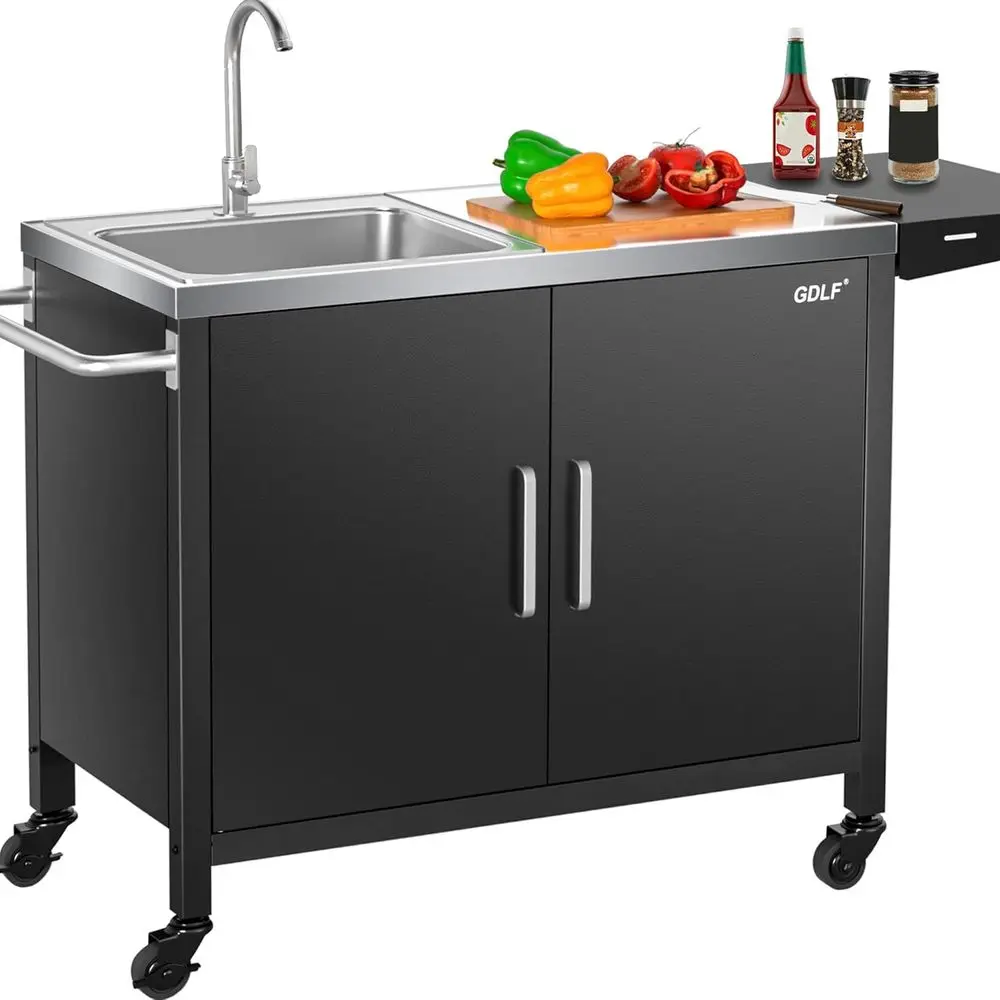 Outdoor Kitchen Island with St - Outdoor Camping Kitchen With Sink 评论和价格