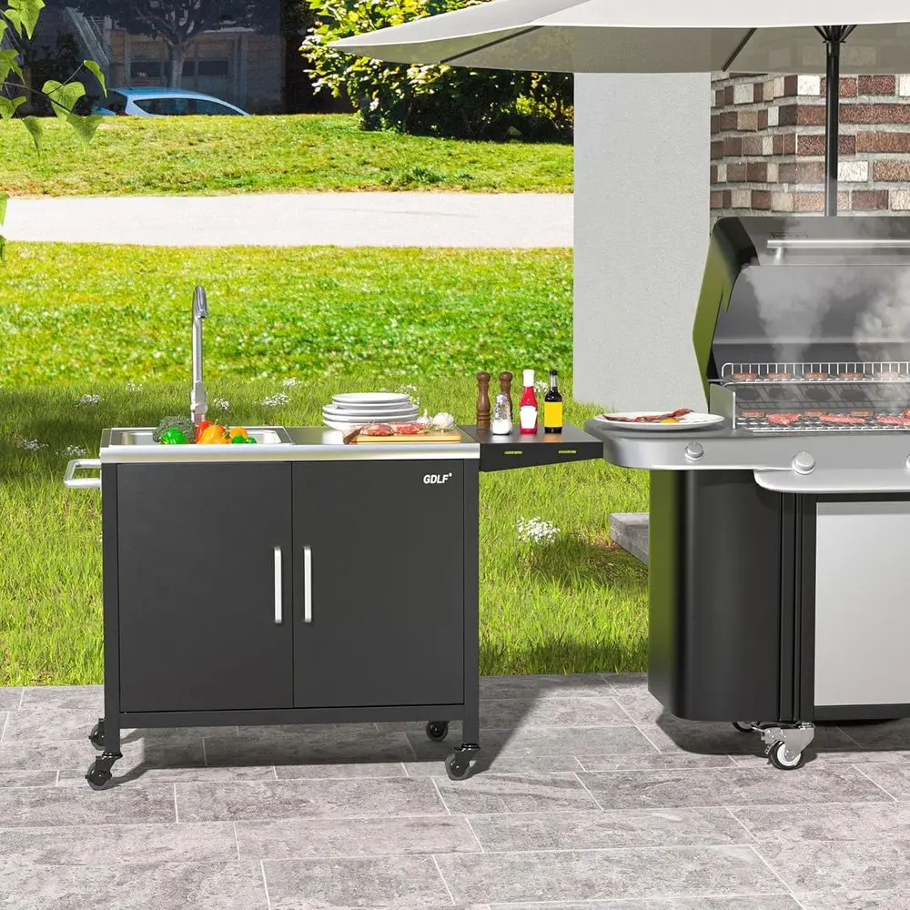 Outdoor Kitchen Island with St - Outdoor Camping Kitchen With Sink 评论和价格
