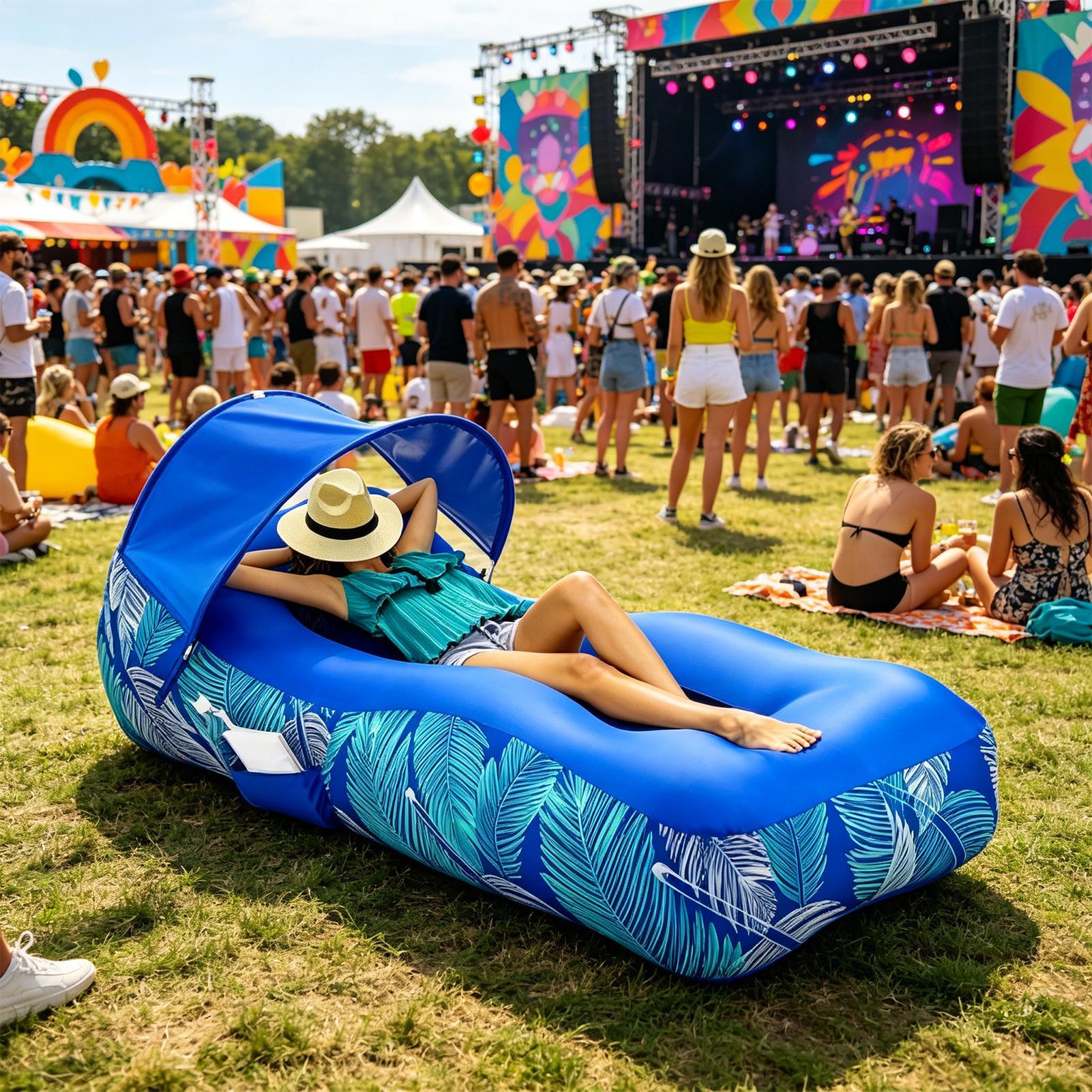 Inflatable Lounger with Sunsha - Outdoor Camping Couch 评论和价格