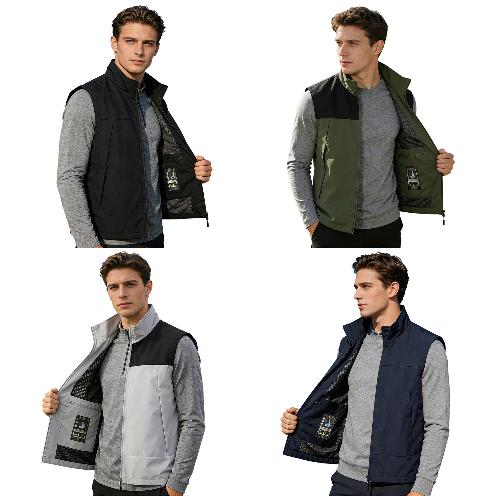 #M-5XL Men Golf Vest Stand Col - Outdoor Camping Winter 评论和价格
