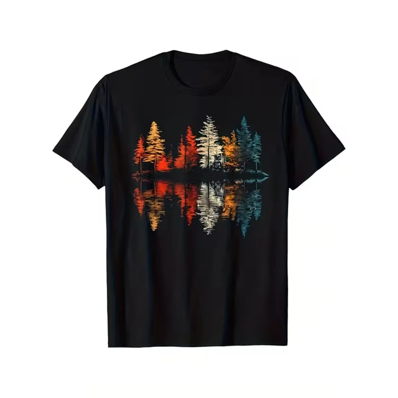 Mens Retro Reflection Print T  - Outdoor Activities In Camping 评论和价格