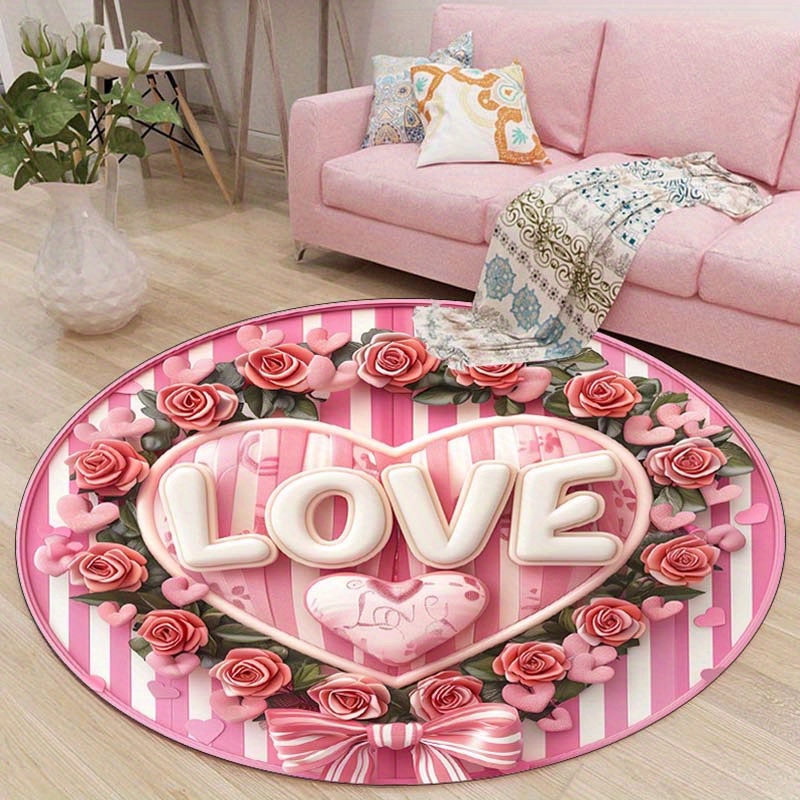 Floral Couple Round Mat, Non-S - Outdoor Camping Decor Ideas 评论和价格