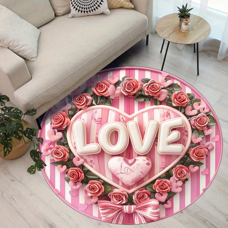 Floral Couple Round Mat, Non-S - Outdoor Camping Decor Ideas 评论和价格