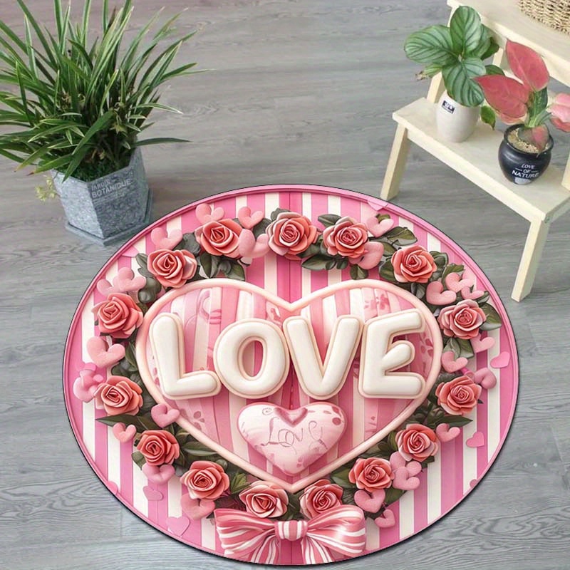 Floral Couple Round Mat, Non-S - Outdoor Camping Decor Ideas 评论和价格