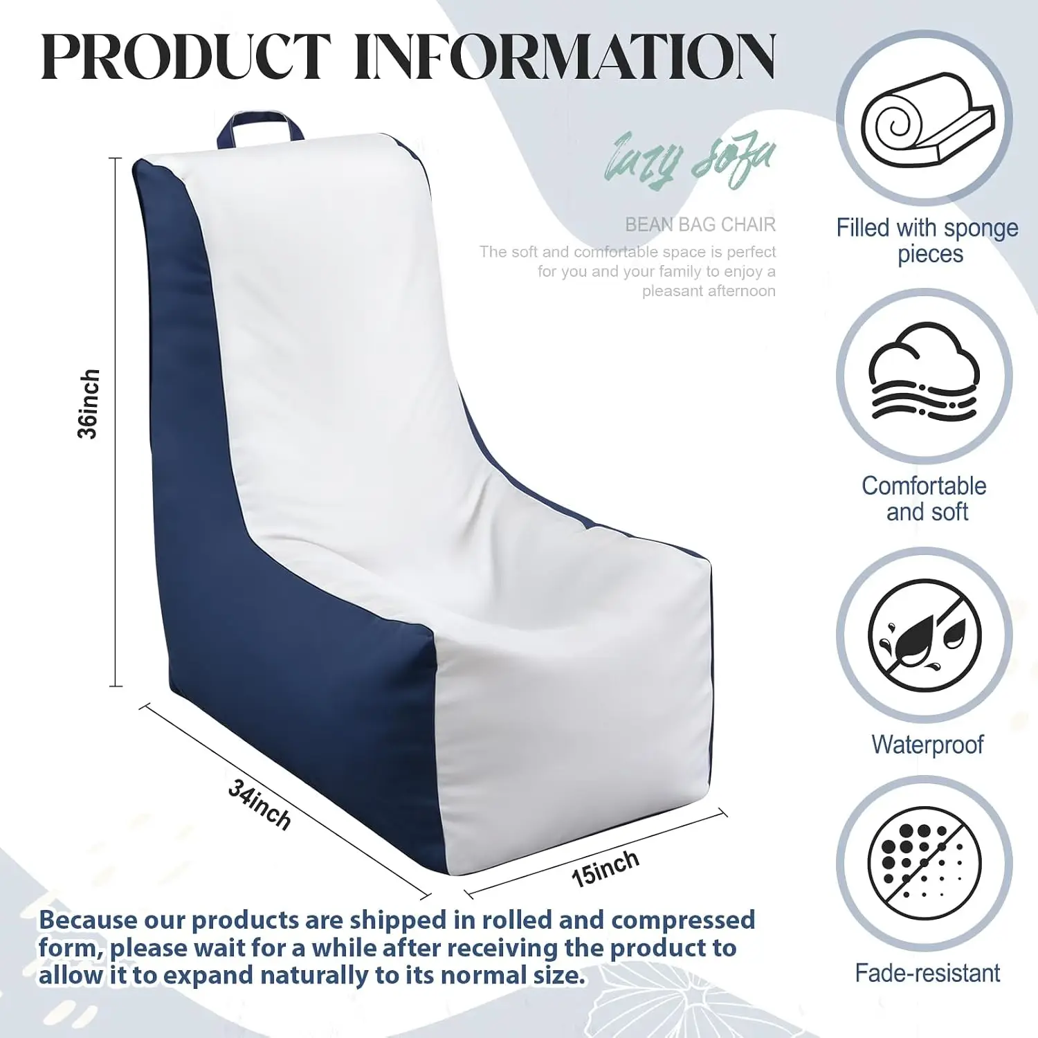 1 Pcs Boat Bean Bag Chair Loun - Outdoor Camping Couch 评论和价格
