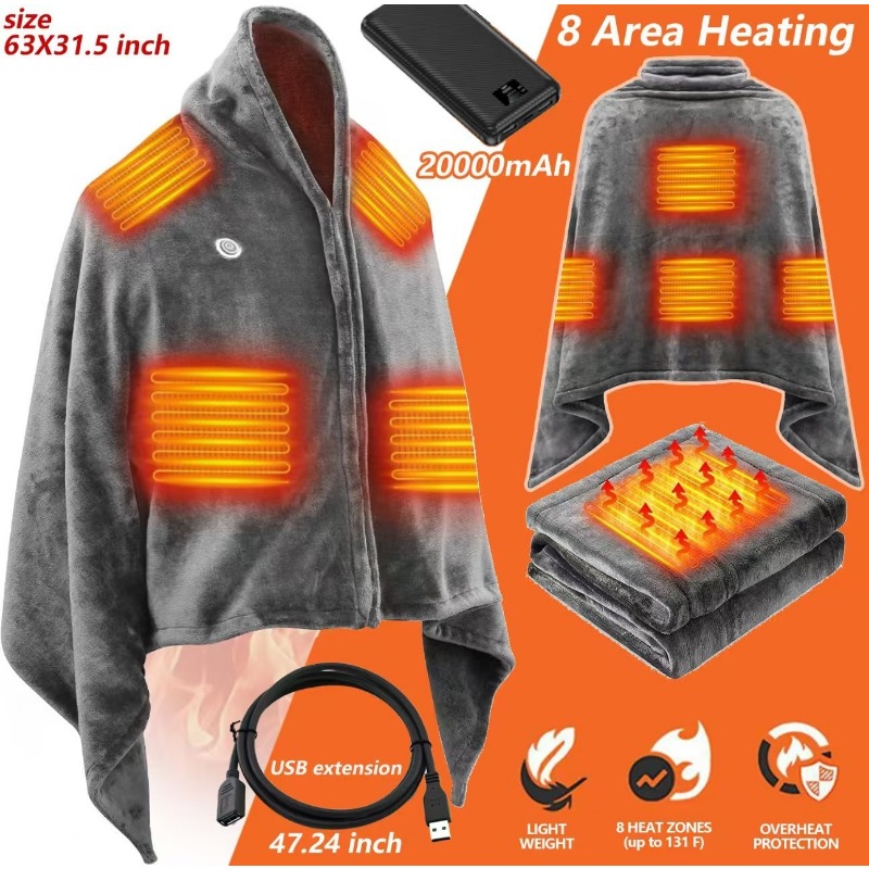 2025 NewUSB Heated Shawl Blank - Outdoor Camping Heated Blanket 评论和价格