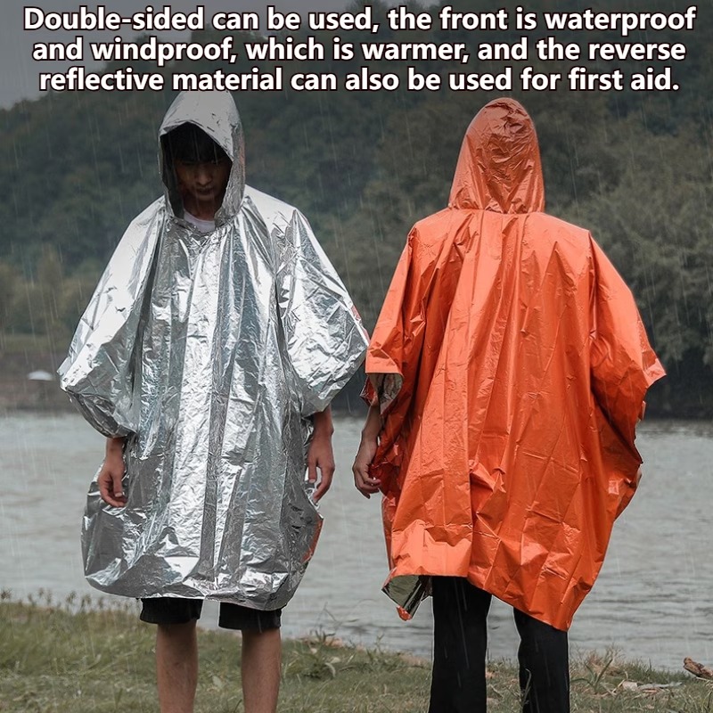 1-10PCS Emergency Rain Poncho  - Emergency Mylar Blanket 评论和价格