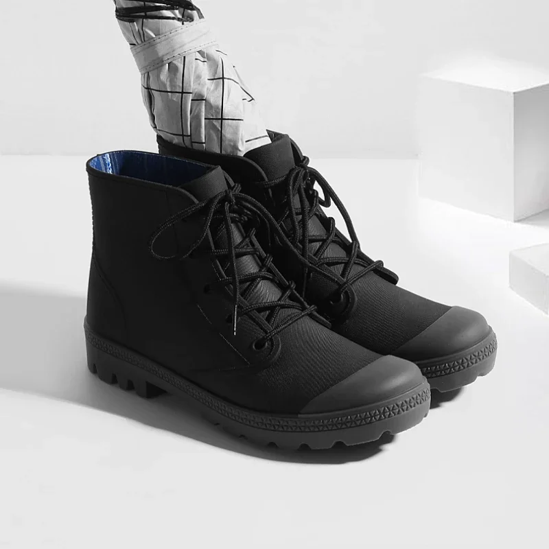 Winter Men Rain Boots Lace-up  - Outdoor Camping Winter 评论和价格